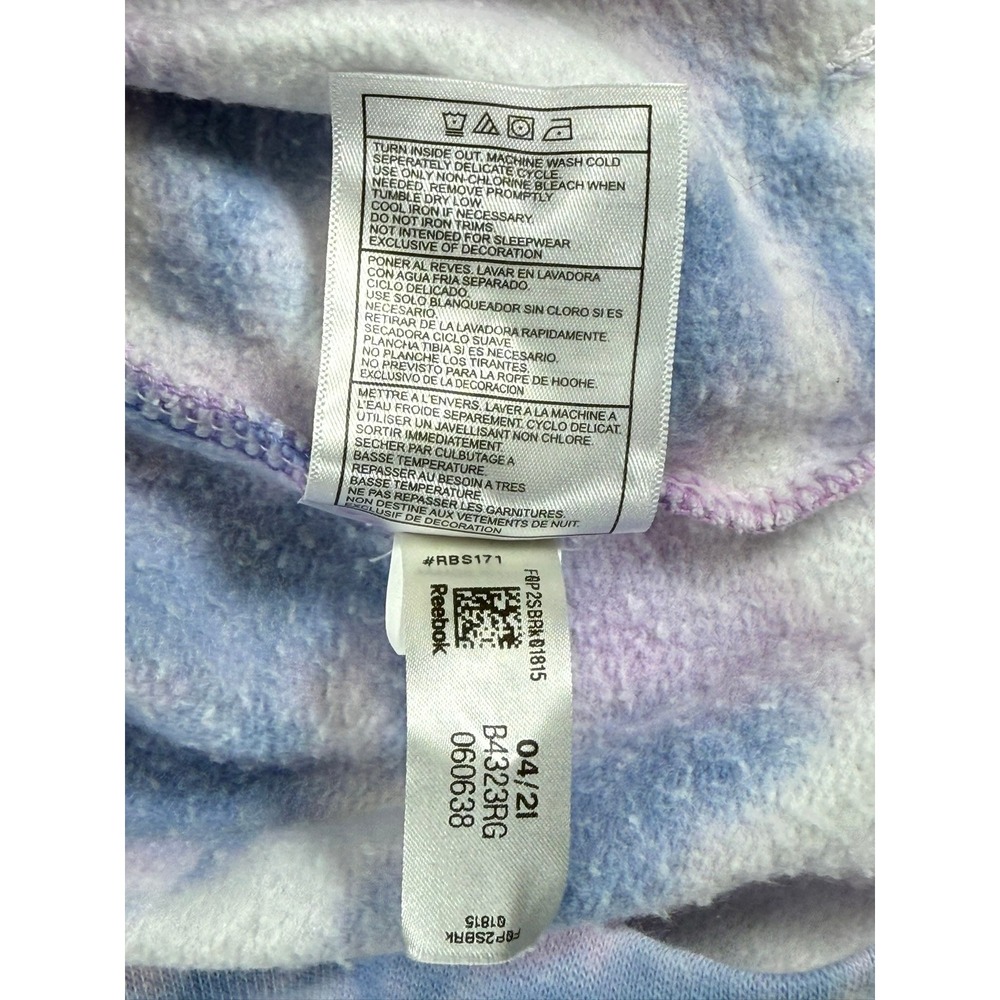 Reebok Tie Dye Hoodie Sweatshirt Pullover Blue Pink White Youth Size 12 - Picture 11 of 11